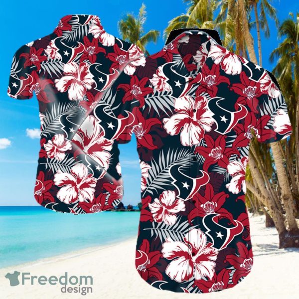 Houston Texans Logo Red Shirt Hawaiian Summer Beach Shirt Full Print