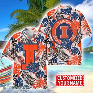 Illinois Fighting Illini Aloha Hawaiian Shirt Custom Name Summer Gift Holiday Team Shirt