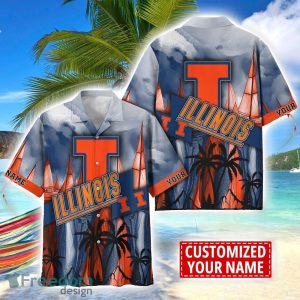 Illinois Fighting Illini Hawaii Shirt Custom Name Sports Team Beach Shirt