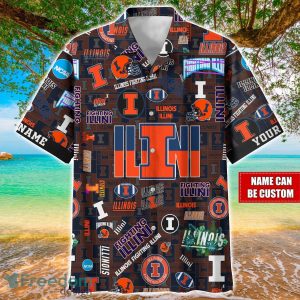 Illinois Fighting Illini Logo Hawaiian Shirt For Fans Trending Beach Shirt Custom Name