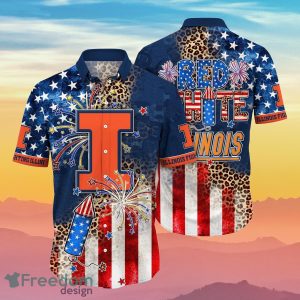 Illinois Fighting Illini NCAA3 Hawaiian Shirt 4th Of July Independence Day Ideal Gift For Men And Women Fans