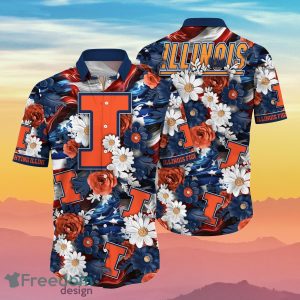 Illinois Fighting Illini NCAA3 Hawaiian Shirt 4th Of July Independence Day Special Gift For Men And Women Fans
