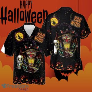 I’m A Bad Witch Cat Hawaiian Shirt Halloween Gift Ideas For Husband