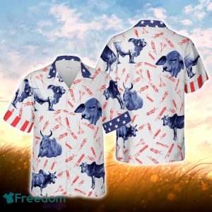 Independence Day Fire Cracker Black Brahman Pattern All Printed 3D Hawaiian Shirt For Men Women