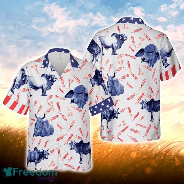 Independence Day Fire Cracker Black Brahman Pattern All Printed 3D Hawaiian Shirt For Men Women