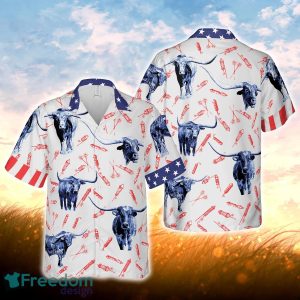 Independence Day Fire Cracker Black TX – Longhorn Pattern All Printed 3D Hawaiian Shirt For Men Women