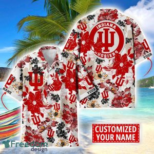 Indiana Hoosiers Aloha 3D Hawaiian Shirt Flower Sport Team Beach Shirt Custom Name