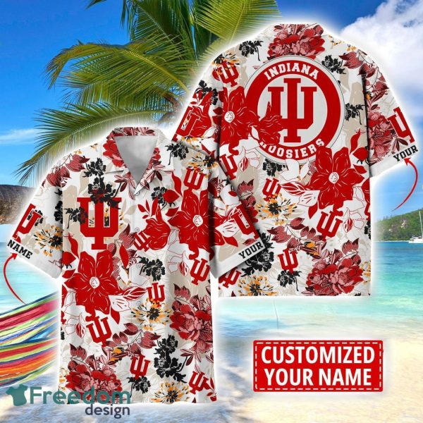 Indiana Hoosiers Aloha 3D Hawaiian Shirt Flower Sport Team Beach Shirt Custom Name