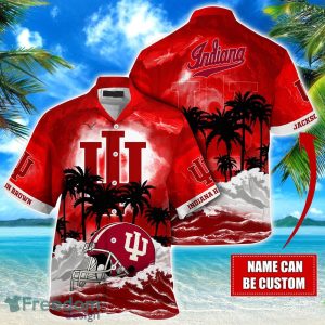 Indiana Hoosiers NCAA Hawaiian Shirt Coconut Tree Waves Beach Hawaii Shirt Custom Name For Fans