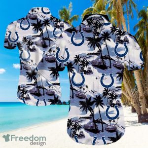 Indianapolis Colts Logo White Shirt Hawaiian Summer Beach Shirt Full Print