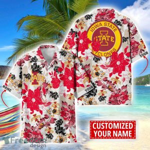 Iowa State Cyclones Aloha 3D Hawaiian Shirt Flower Sport Team Beach Shirt Custom Name