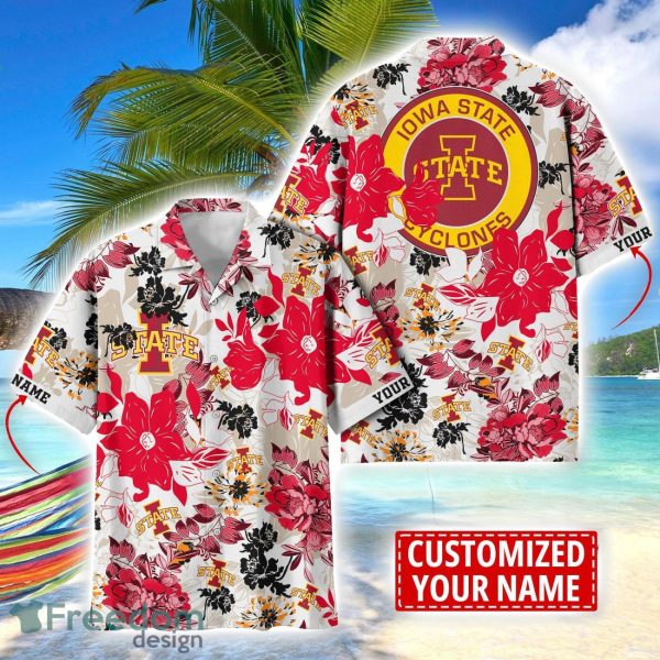 Iowa State Cyclones Aloha 3D Hawaiian Shirt Flower Sport Team Beach Shirt Custom Name