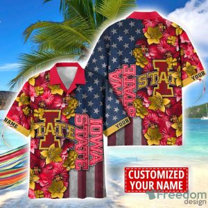 Iowa State Cyclones Custom name USA Flag 4th July Independence Day Hawaiian Shirt