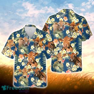 Jersey Summer Blue Floral 3D Hawaiian Shirt For Men Women