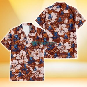 Kansas City Royals Bisque Hibiscus Brown Pattern 3D Hawaiian Shirt Gift For Fans