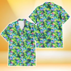Kansas City Royals Blue Orchid Green Pink Leaf Green Background 3D Hawaiian Shirt Gift For Fans