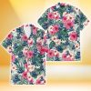 Kansas City Royals Coral Pink Hibiscus Green Leaf Beige Background 3D Hawaiian Shirt Gift For Fans