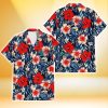 Kansas City Royals Coral Red Hibiscus Blue Palm Leaf Black Background 3D Hawaiian Shirt Gift For Fans