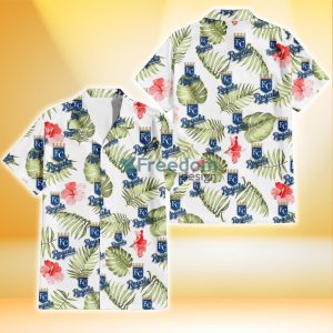 Kansas City Royals Light Salmon Hibiscus Green Leaf White Background 3D Hawaiian Shirt Gift For Fans