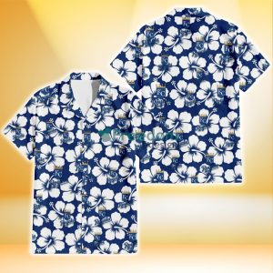 Kansas City Royals Modern White Hibiscus Navy Background 3D Hawaiian Shirt Gift For Fans