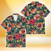 Kansas City Royals Orange Red Hibiscus Green Leaf Dark Background 3D Hawaiian Shirt Gift For Fans