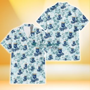 Kansas City Royals Pale Turquoise Hibiscus Light Cyan Background 3D Hawaiian Shirt Gift For Fans