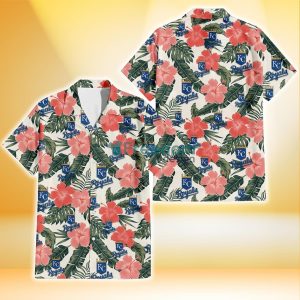 Kansas City Royals Pink Coral Hibiscus Banana Leaf Beige Background 3D Hawaiian Shirt Gift For Fans