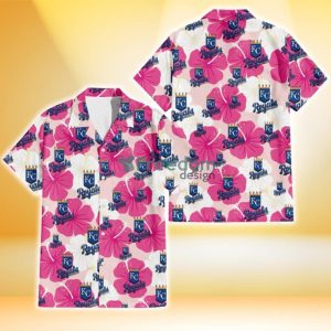 Kansas City Royals Pink White Hibiscus Misty Rose Background 3D Hawaiian Shirt Gift For Fans