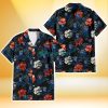 Kansas City Royals Red And White Hibiscus Dark Leaf Black Background 3D Hawaiian Shirt Gift For Fans