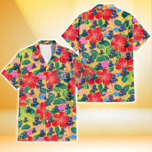 Kansas City Royals Red Hibiscus Green Blue Leaf Yellow Background 3D Hawaiian Shirt Gift For Fans