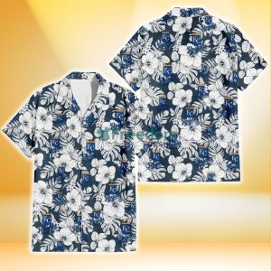 Kansas City Royals Sketch Hibiscus Leaf Dark Gray Background 3D Hawaiian Shirt Gift For Fans