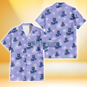 Kansas City Royals Sketch White Hibiscus Violet Background 3D Hawaiian Shirt Gift For Fans