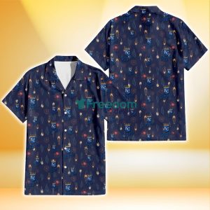 Kansas City Royals Small Hibiscus Buds Navy Background 3D Hawaiian Shirt Gift For Fans