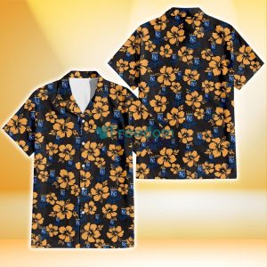 Kansas City Royals Tiny Yellow Hibiscus Black Background 3D Hawaiian Shirt Gift For Fans