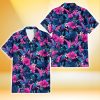 Kansas City Royals Violet Red Hibiscus Blue Leaf Black Background 3D Hawaiian Shirt Gift For Fans