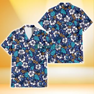 Kansas City Royals White Hibiscus Ceramic Style Navy Background 3D Hawaiian Shirt Gift For Fans