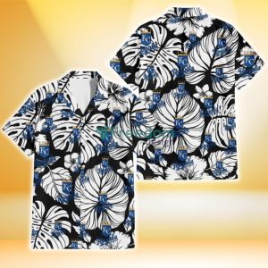 Kansas City Royals White Hibiscus Porcelain Flower Palm Leaf Black 3D Hawaiian Shirt Gift For Fans