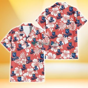 Kansas City Royals White Hibiscus Salmon Background 3D Hawaiian Shirt Gift For Fans
