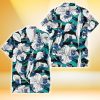 Kansas City Royals White Hibiscus Turquoise Wave Black Background 3D Hawaiian Shirt Gift For Fans