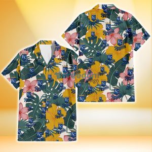 Kansas City Royals Yellow Hibiscus Green Banana Leaf Pink Porcelain Flower 3D Hawaiian Shirt Gift For Fans