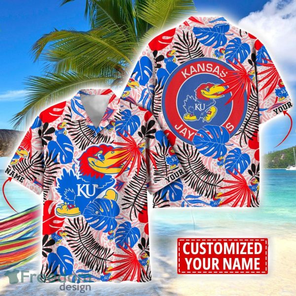 Kansas Jayhawks Aloha Hawaiian Shirt Custom Name Summer Gift Holiday Team Shirt