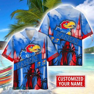Kansas Jayhawks Hawaii Shirt Custom Name Sports Team Beach Shirt