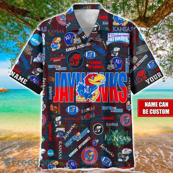Kansas Jayhawks Logo Hawaiian Shirt For Fans Trending Beach Shirt Custom Name