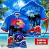 Kansas Jayhawks NCAA Hawaiian Shirt Coconut Tree Waves Beach Hawaii Shirt Custom Name For Fans
