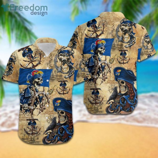 Kansas Jayhawks Pirates Fans Pirates Skull Hawaiian Shirt