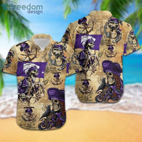 Kansas State Wildcats Pirates Fans Pirates Skull Hawaiian Shirt
