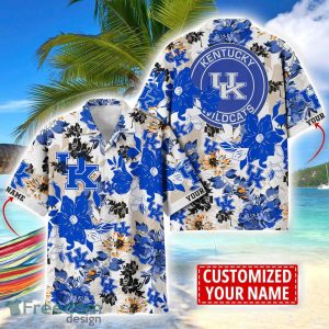 Kentucky Wildcats Aloha 3D Hawaiian Shirt Flower Sport Team Beach Shirt Custom Name