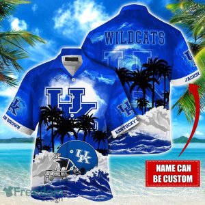 Kentucky Wildcats NCAA Hawaiian Shirt Coconut Tree Waves Beach Hawaii Shirt Custom Name For Fans