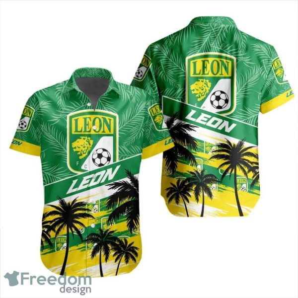 LIGA MX Club Leon Coconut Logo Pattern 3D Hawaiian Shirt