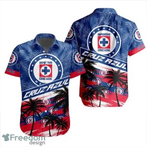 LIGA MX Cruz Azul Coconut Logo Pattern 3D Hawaiian Shirt
